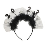 Maxbell 2023 New Year Headband Creative Headpiece Glitter Hair Band for Unisex Argent