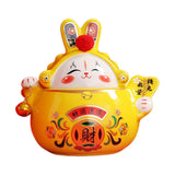 Maxbell Chinese Rabbit Bunny Statue Ceramic Money Saving Box Lovely and Funny Look Yellow