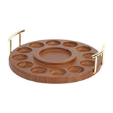 Maxbell Round Wooden Drink Carrier Tea Cup Holder Serving Tray Gift for Dad or Grad