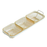 Maxbell Snack Serving Tray Multifunctional Condiment Container for Cakes Table Yellow 3 Grids