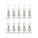 Maxbell 10Pcs Tent Stakes Deck Anchor Peg Spring Buckle Tent Accessories for Outdoor Silver