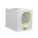 Maxbell High Capacity Cat Litter Box Toilet Washroom Full Closed with Shovel Large Green