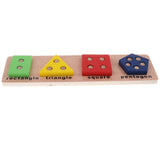 Maxbell Wooden Geometric Shape Puzzles Color Shape Sorter Kids Educational Toy D