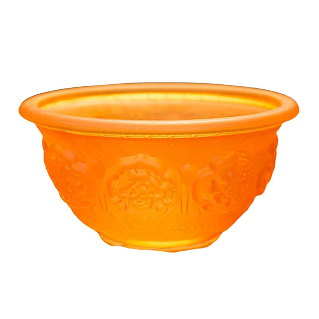 Maxbell Holy Water Bowl 8 Auspicious Glass Water Cup for Worship Buddha Cup Amber