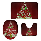 Max 3pcs Toilet Seat Cover + Bath Mat + Pedestal Rug Xmas Home Party Decor F