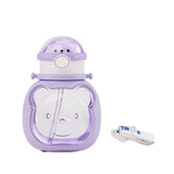 Maxbell Outdoor Sports Water Kettle Bear Astronaut Straw Cup for Picnic Sports Violet