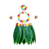 Max 5 Pieces Hawaiian Costume Set Leaf Skirt with Garland Performance Supplies C