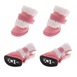 Maxbell 4pcs Winter Pet Dog Shoes Cute Puppy Anti-Slip Soft Fleece Snow Boots Pink M