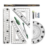 Maxbell Geometry Math Ruler Triangle Ruler Protractor Straight Ruler for Measuring Green