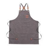 Maxbell Canvas Apron with Pockets Cross Back Bib Apron for Painting Work Shop Baking Gray