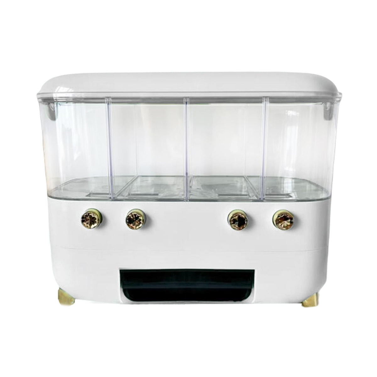 Maxbell Kitchen Dry Food Dispenser Rice Storage Container 4 Grid Removable Top Cover White