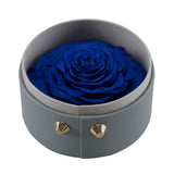 Max Finished Preserved Flower Round Hollow-out Leather Gift Box Blue