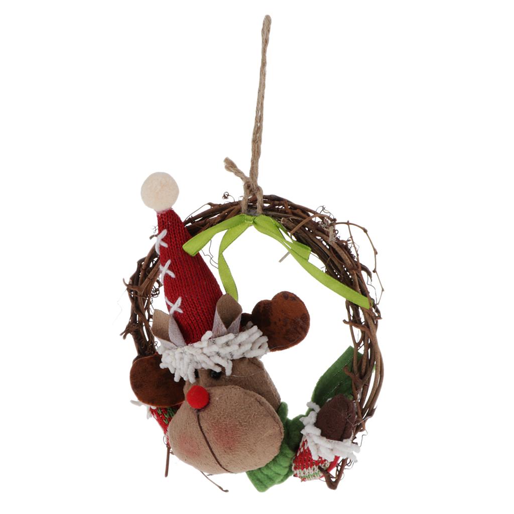 Maxbell 1 set christmas rattan wreath hanging ornaments door wall decoration Elk
