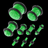 Maxbell 18 Pieces Saddle Ear Plug Stretcher Expander Tunnels with O-Rings Green