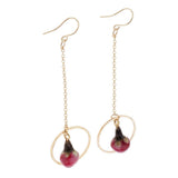 Maxbell 2pcs Women Fashion Flower Bud Long Chain Dangle Earring Earbob  round ring