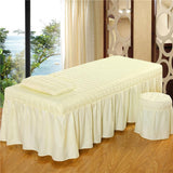 Maxbell SPA Massage Table Linen Set Bed Skirt Pillow Case Stool Cover Beige-L