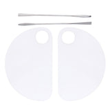 Maxbell 2pcs Nail Art Paint Makeup Foundation Mixing Palette w/ Spatula DIY Manicure Half Moon