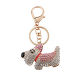 Maxbell Fashion Rhinestone Crystal Pink Dog Charm Purse Bag Key Ring Keychain Keyfob