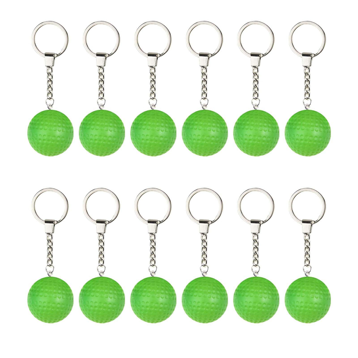 Maxbell 12Pcs Pickleball Keychain Hanging Toy Metal Keyring for Backpack Purse Decor Green