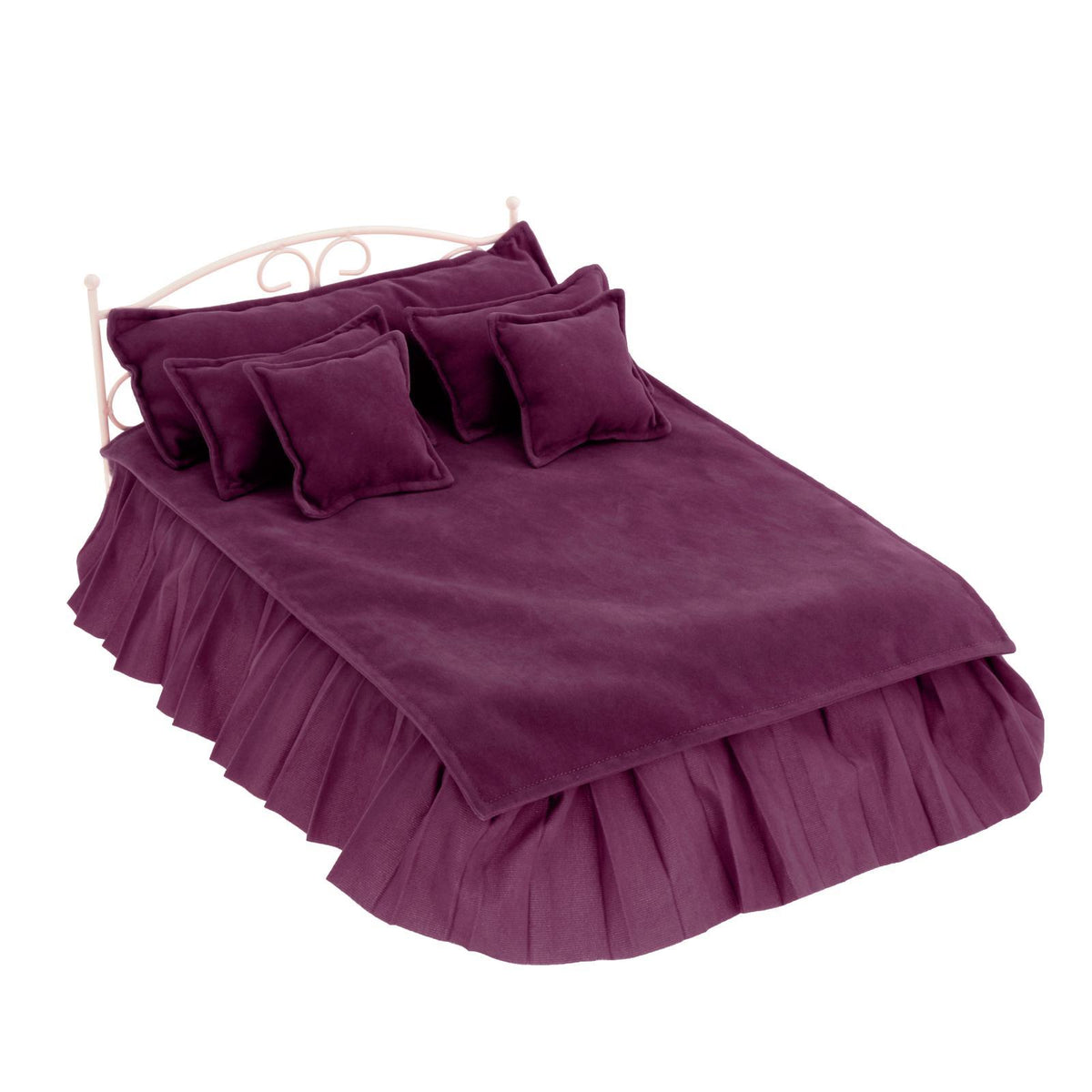 Maxbell Wrought Iron Miniature Dollhouse Bed Simulation 1/6 for Dollhouse purple