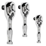 Maxbell 3 Pieces Stubby Drive Ratchet Set Mini Steel Ergonomic Handle Ratchet Wrench Print A