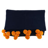 Max Knitting Cotton Throws Blankets with Ball Solid Color Blue - Aladdin Shoppers
