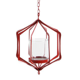 Maxbell Iron Ceiling Chandelier 3D Geometric Candle Holder Hanging Candlestick  E - Red