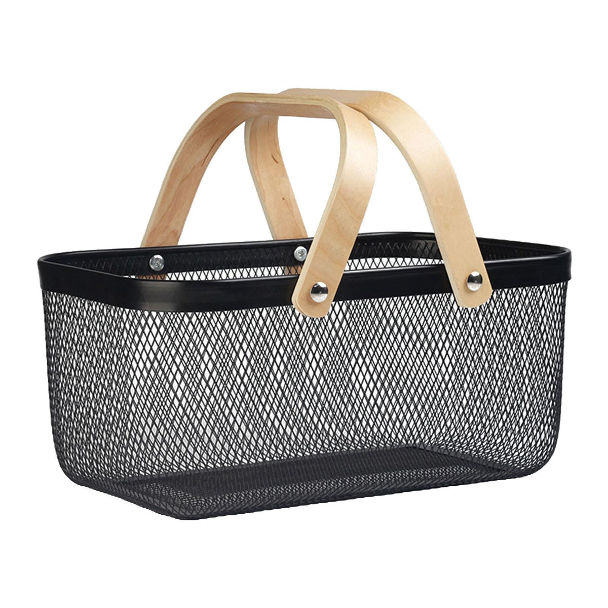 Maxbell Metal Hollow Picnic Basket Hollow Out Basket for Travel Dessert Dining Room Black
