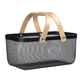 Maxbell Metal Hollow Picnic Basket Hollow Out Basket for Travel Dessert Dining Room Black