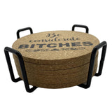 Maxbell 6Pcs Round Drink Coaster Non-Slip Table Mat with Shelf for Restaurant Home