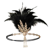 Maxbell Fascinator Headband Hair Chain Wedding Headdress Photo Props Costume Ball Aureate Black