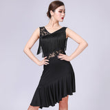 Max Latin Tassel Dance Dress Fringe Stage Performance Costume Dancewear L Black