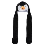 Maxbell Cartoon Kids Adults Winter Fuzzy Animal Hat Scarf Gloves Penguin