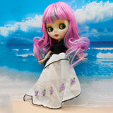 Max 1/6 Trendy Irregular Gauzy Dress Black White for Blythe Doll Dress Up Accs