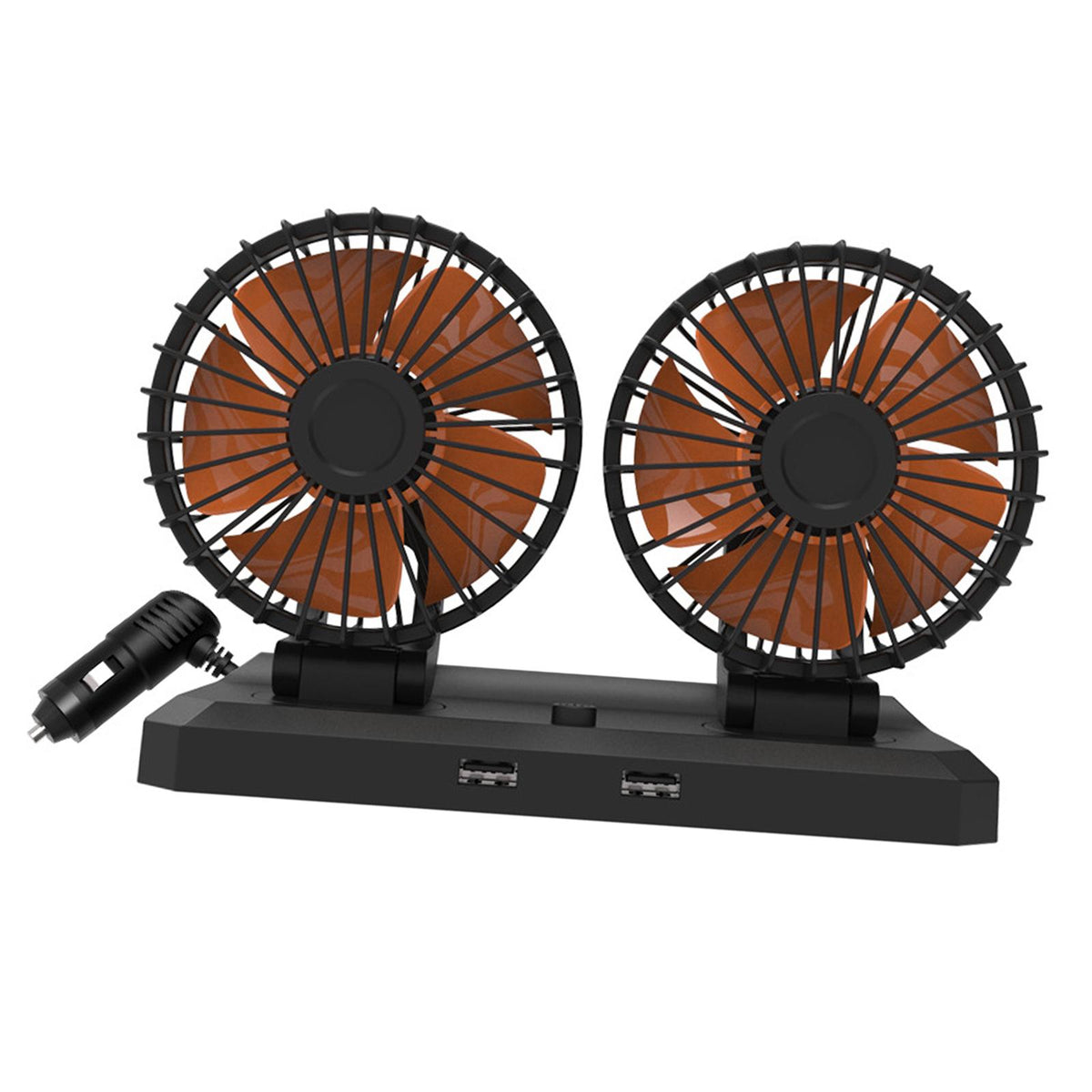 Maxbell Car Cooling Fan 2 Speeds 360 Rotation 1.8M Cord Dual Head 24V