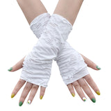Maxbell Gothic Fingerless Long Gloves for Women Halloween Gloves Ripped Gloves
