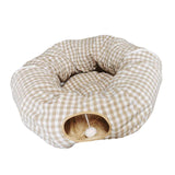 Maxbell Cat Tunnels Bed Collapsible with Hanging Ball Ferrets Kitten Tunnel Tube Toy Beige