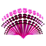 Maxbell 48pcs Acrylic Ear Stretchers Expander Ear Tapers Heart Tunnels Plugs Purple
