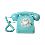 Maxbell Retro Landline Phone 1960'Style Decorative Vintage Rotary Dial Telephone Blue