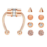 Maxbell Fake Nose Ring Magnetic Non Piercing Punk Style Fashion Gifts for Men Women Rose Gold