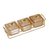 Maxbell Divided Serving Dishes Dried Fruit Plate Nuts Tray for Snacks Brown 3 Grids