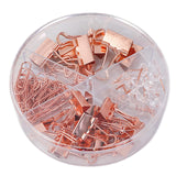 Maxbell Small Binder Clips with Separately Stored Box for Home Document Supplies Rose Gold