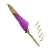 Maxbell Feather ink Pen Engraved Nib Strong and Sturdy for Decoration Birthday Purple