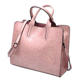 Maxbell Elegant Womens Leather Handbag Big Capacity Zipper Closure Top Handle Tote Pink