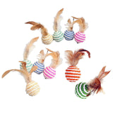 Maxbell 10Pcs Cat Scratcher Ball Furniture Protection Feather Toys Kitty Exercise