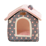 Maxbell Cat Bed Snooze Removable Sleeping Kennel Cat House for Kitten Dog Puppy Pink Dots