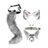 Maxbell Fox Ears Hair Clips Tails Fancy Dress Choker Costume Kits Christmas Cosplay Grey