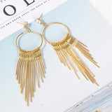 Maxbell 1 Pair Women Tassel Crystal Long Drop Earrings Statement Jewelry Golden