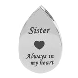 Maxbell Always in My Heart Waterdrop Urn Memorial Ash Keepsake Pendant Sister