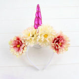 Maxbell Girls Unicorn Horn Flower Headband Fancy Dress Cosplay Hairband Rose